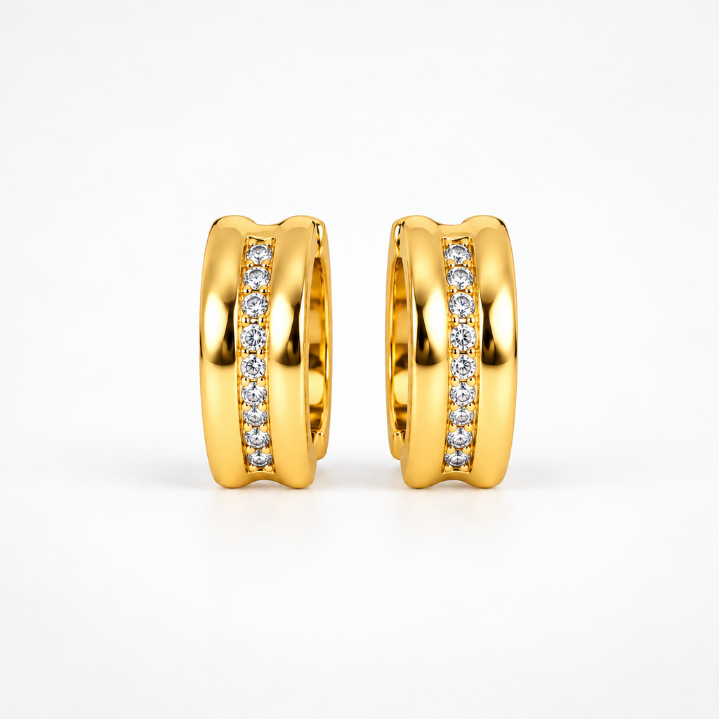 Gold Crystal Huggie Hoop Earrings