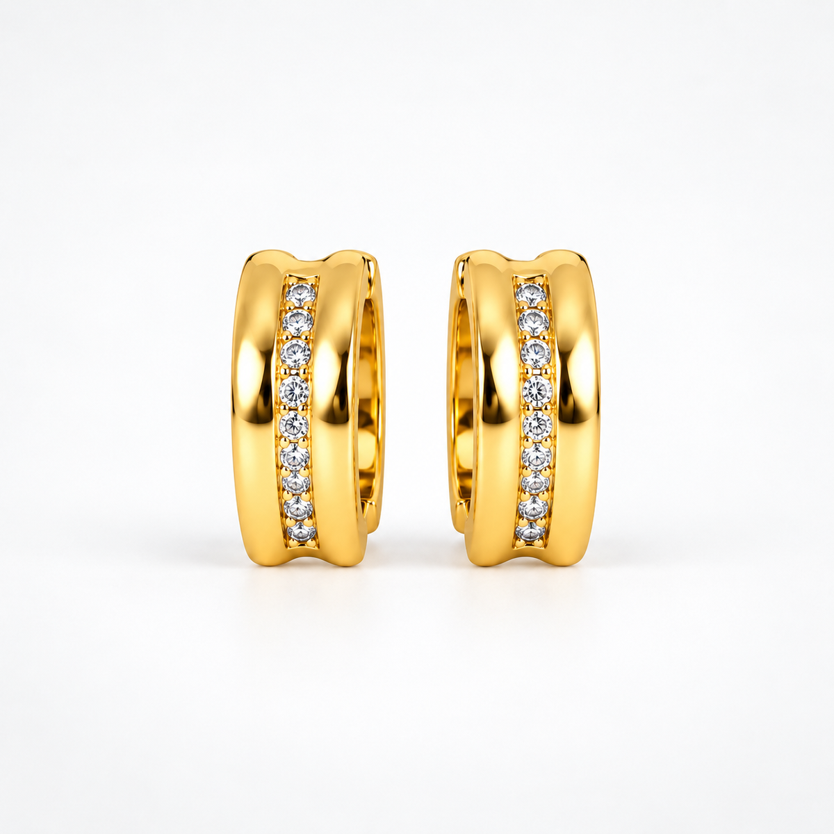 Gold Crystal Huggie Hoop Earrings