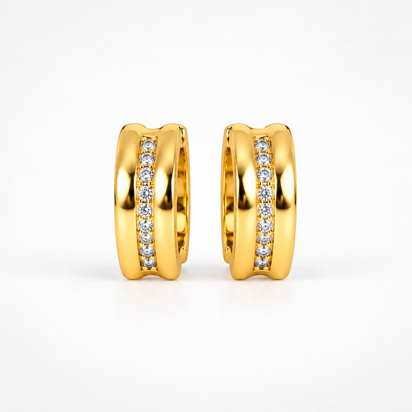 Gold Crystal Huggie Hoop Earrings