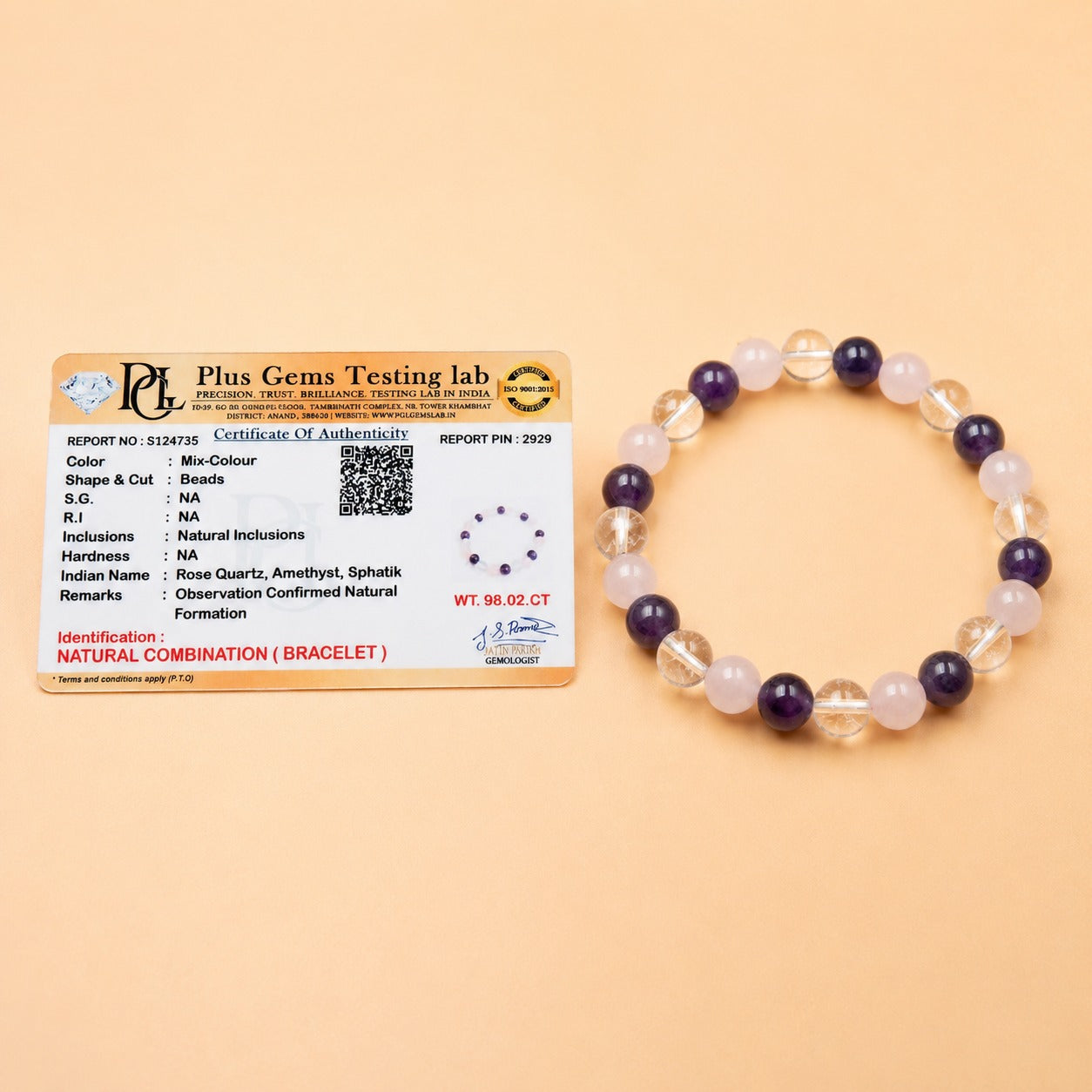 Rose quartz and amethyst bracelet for men and women