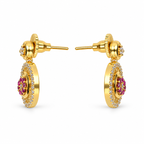Gold Ruby Stone Necklace & Earrings Set