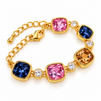 Gold-Toned Multicolour Crystal-Style Stone Studded Bracelet