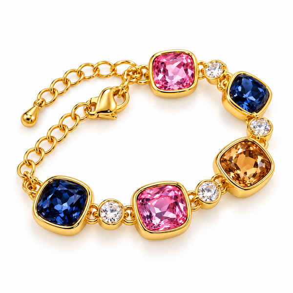 Gold-Toned Multicolour Crystal-Style Stone Studded Bracelet