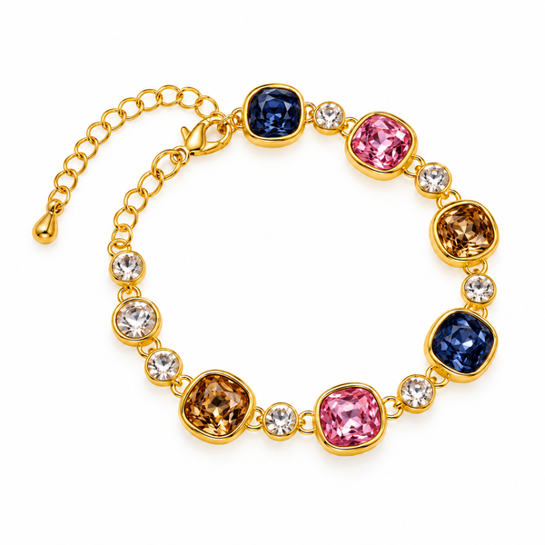 Gold-Toned Multicolour Crystal-Style Stone Studded Bracelet