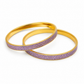 Lavender Sparkle Gold-Tone Glitter Bangles for Women – Set of 2 Elegant Purple Party Wear Bangles
