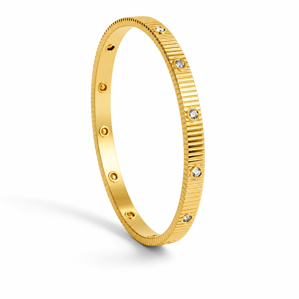 Golden Radiance Crystal Studded Bangle for Women