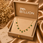Emerald Heart Gold-Tone Green Stone Necklace & Earrings Set for Women – Elegant Party & Daily Wear Jewellery