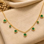 Emerald Heart Gold-Tone Green Stone Necklace & Earrings Set for Women – Elegant Party & Daily Wear Jewellery