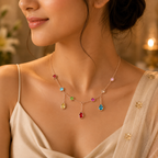 Rainbow Radiance Gold-Tone Multicolor Crystal Drop Necklace for Women – Colorful Statement & Party Wear Necklace
