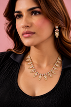 Gold Plated American Diamond (AD) Pink Stone Necklace Set