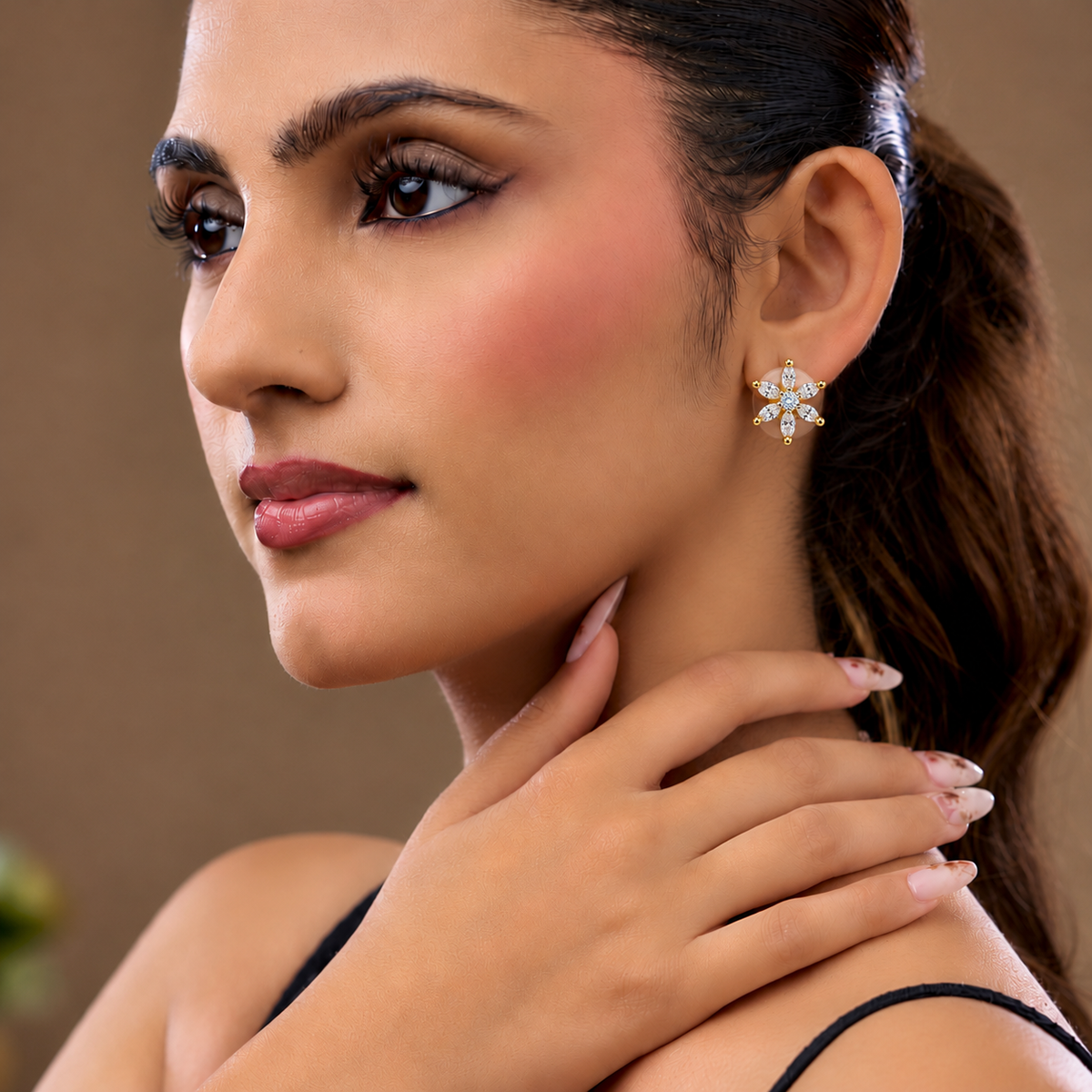 Crystal Flower Stud Earrings for Women