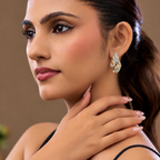 Gold Plated American Diamond Stud Earrings for Women