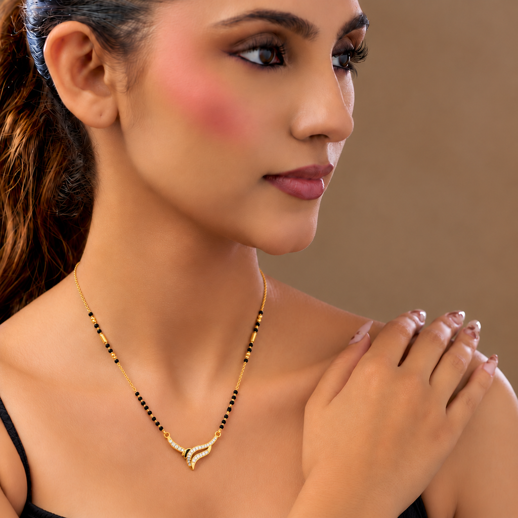 Gold-Toned Black Beaded Mangalsutra