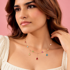 Rainbow Radiance Gold-Tone Multicolor Crystal Drop Necklace for Women