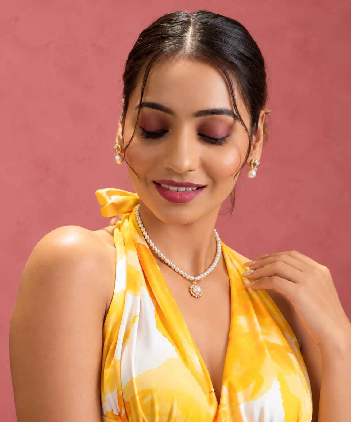 Pearl Royale Gold-Tone Sunburst Pendant Necklace for Women – Classic White Pearl Statement Necklace