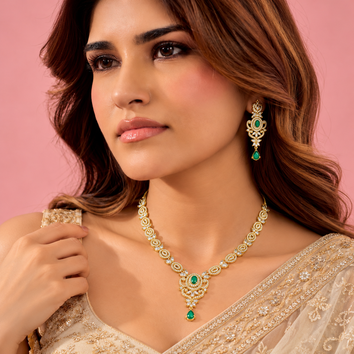 Green Stone Gold Necklace
