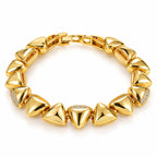 Women's Gold-Toned Geometric Triangle Link Bracelet with Stone Accents