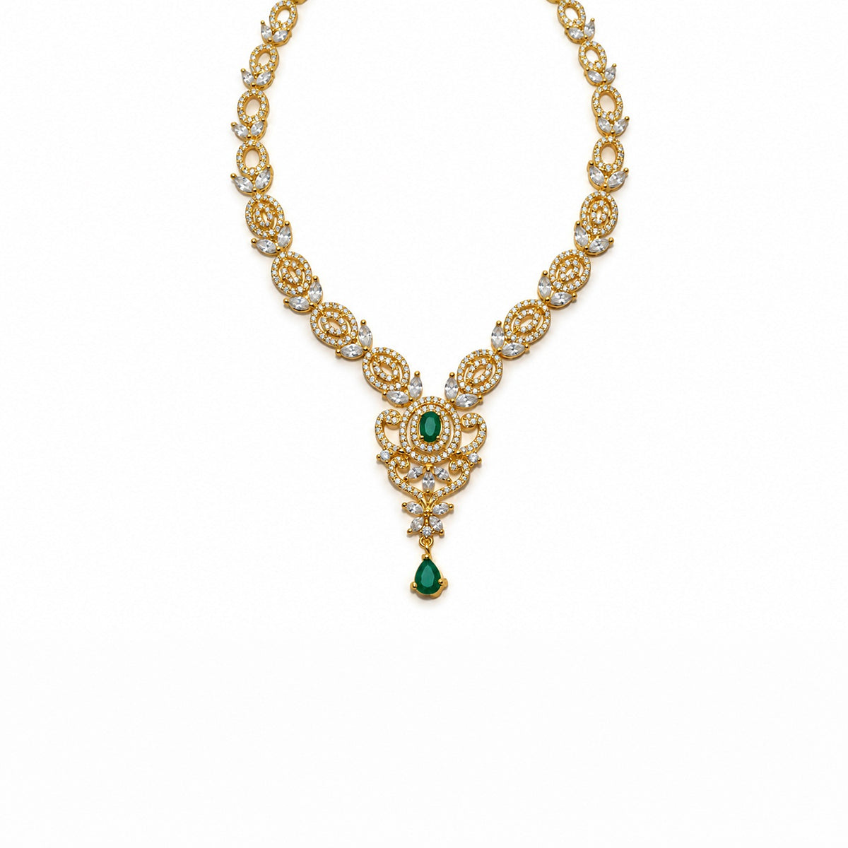 Green Stone Gold Necklace
