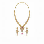 Gold Plated Ruby Stone Necklace Set with Earrings