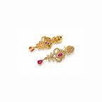 Gold Plated Ruby Stone Necklace Set with Earrings