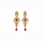 Gold Plated Ruby Stone Necklace Set with Earrings