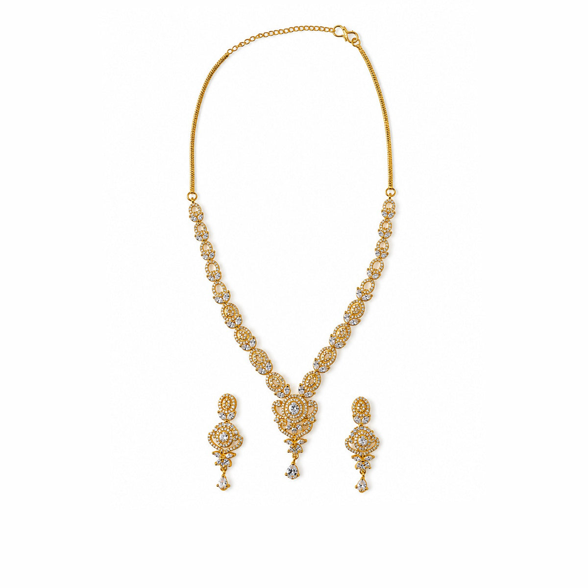 Gold Plated American Diamond Necklace Set