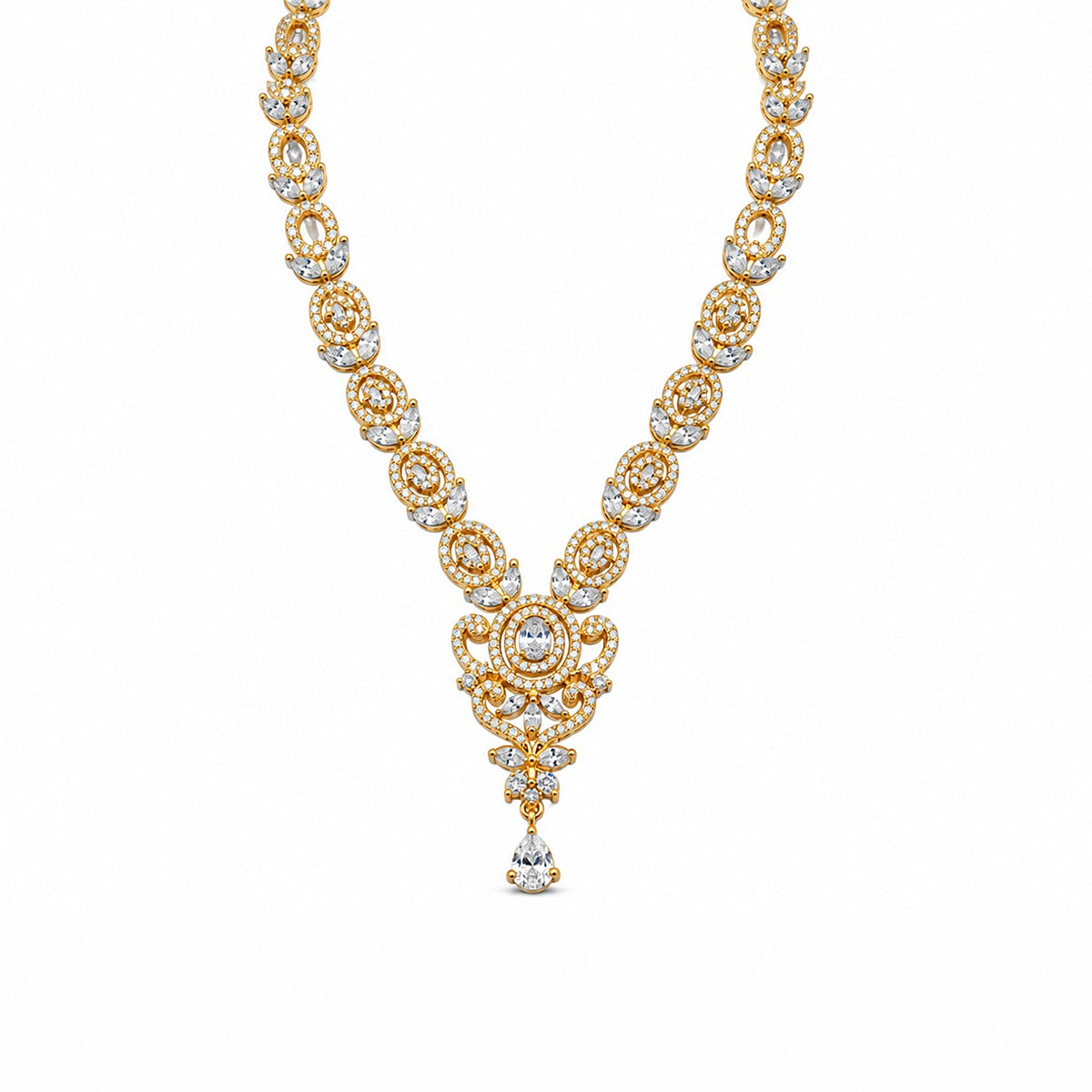 Gold Plated American Diamond Necklace Set