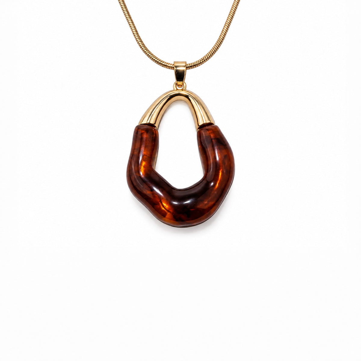 Gold Plated Tortoise Shell Pendant Necklace Set for Women