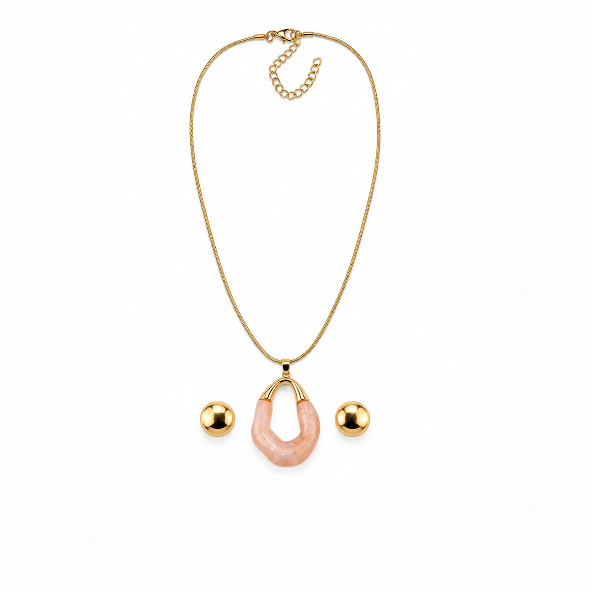 Gold Plated Horseshoe Pendant Necklace Set