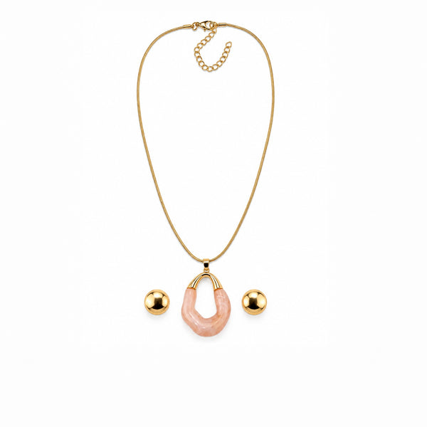 Gold Plated Horseshoe Pendant Necklace Set