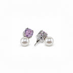 Pink Crystal Pearl Stud Earrings