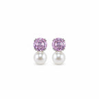 Pink Crystal Pearl Stud Earrings