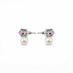 Pink Crystal Pearl Stud Earrings