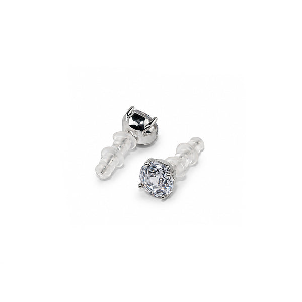 SILVER PLATED ROUND CZ SOLITAIRE STUD EARRINGS