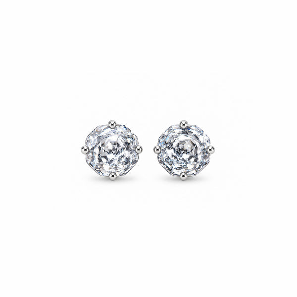 SILVER PLATED ROUND CZ SOLITAIRE STUD EARRINGS