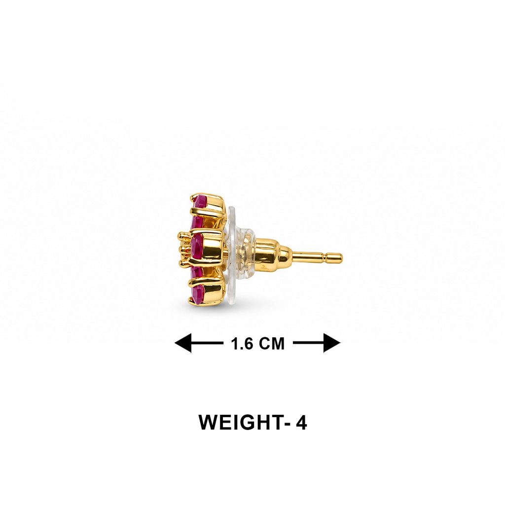 Ruby Red Flower Stud Earrings for Women