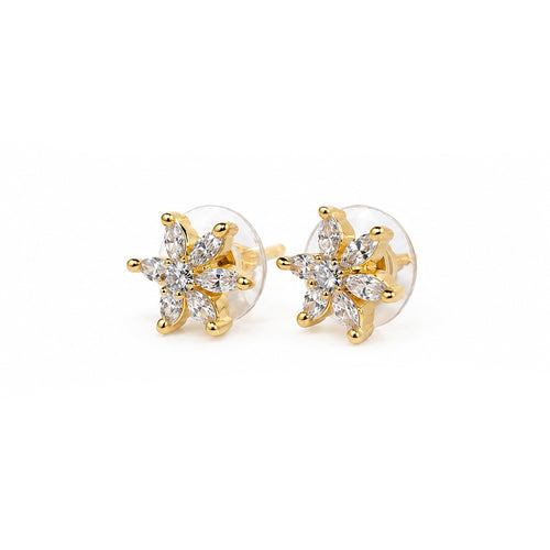 Crystal Flower Stud Earrings for Women