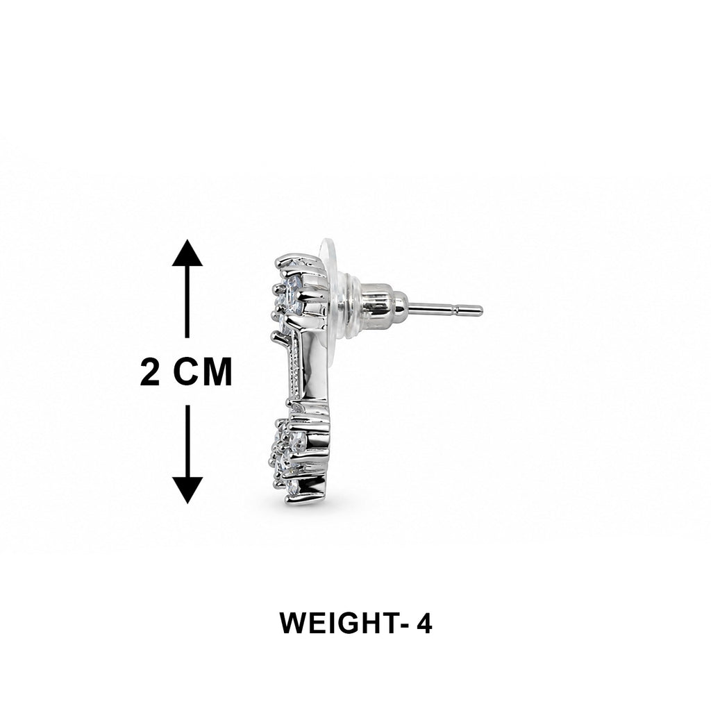 Silver-Tone Crystal Stud Earrings for Women