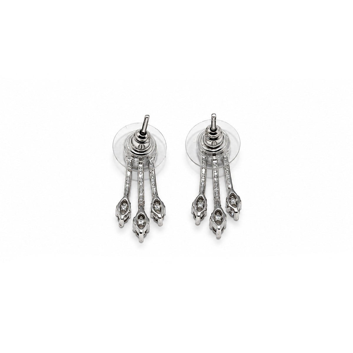 Silver-Tone Crystal Stud Earrings for Women