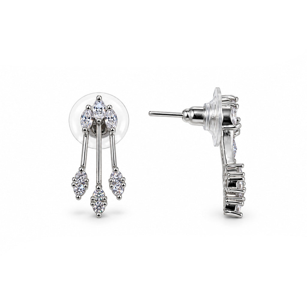 Silver-Tone Crystal Stud Earrings for Women