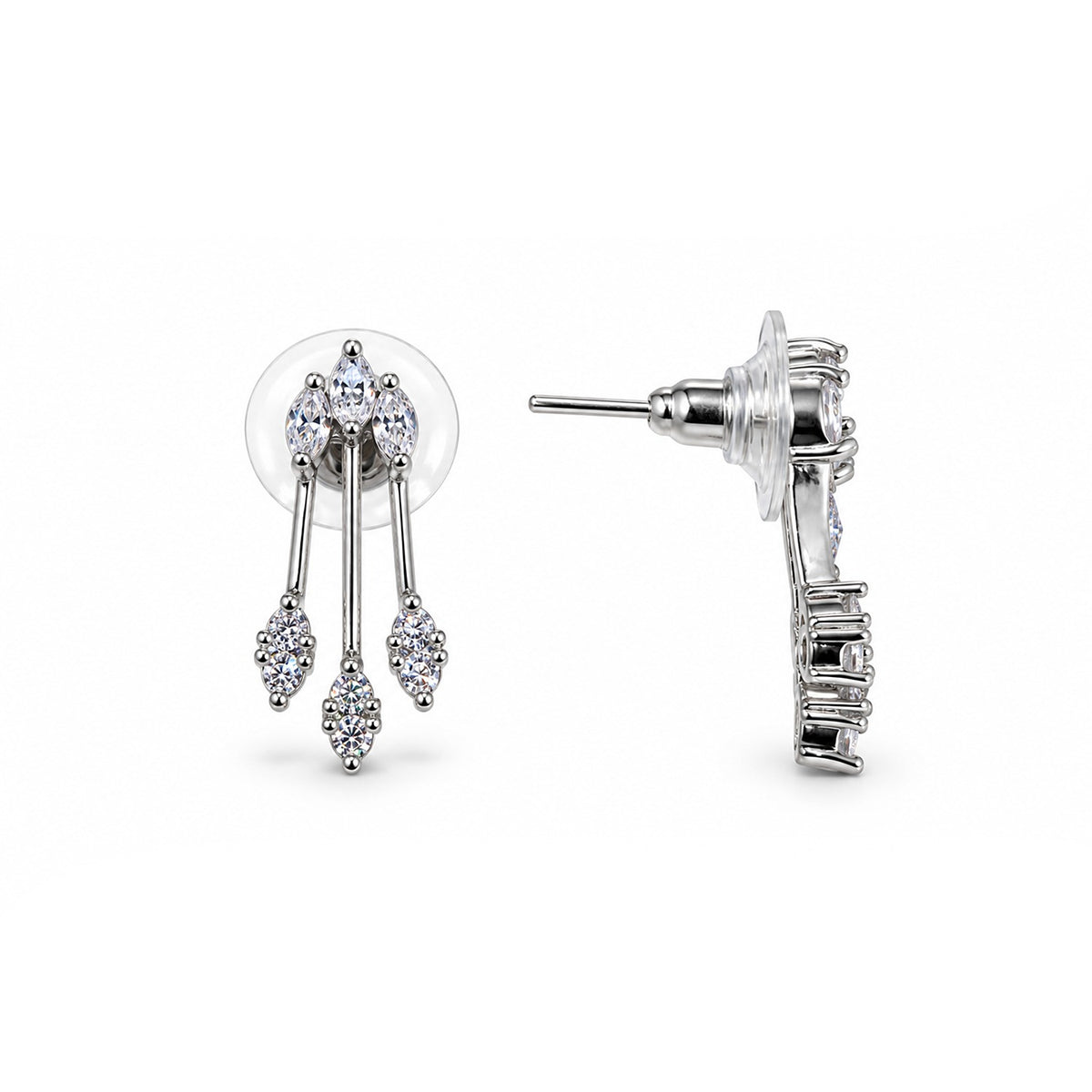Silver-Tone Crystal Stud Earrings for Women