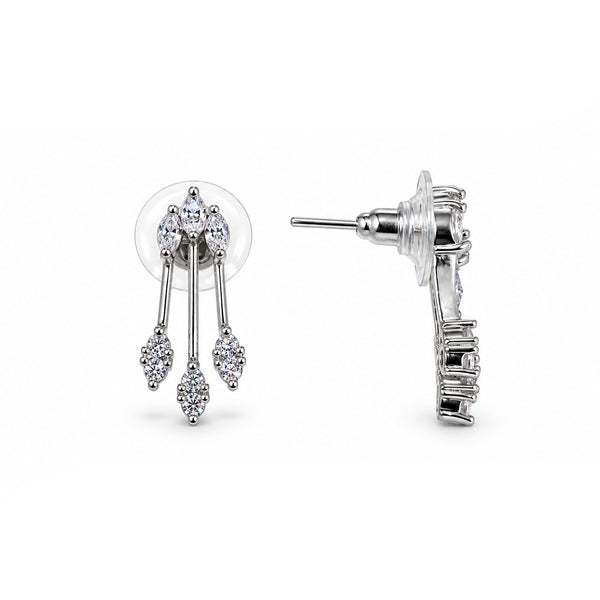 Silver-Tone Crystal Stud Earrings for Women