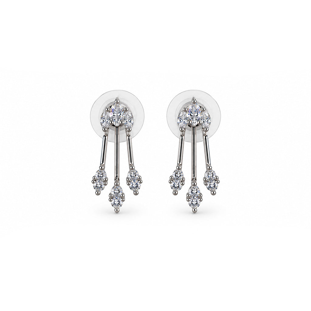 Silver-Tone Crystal Stud Earrings for Women