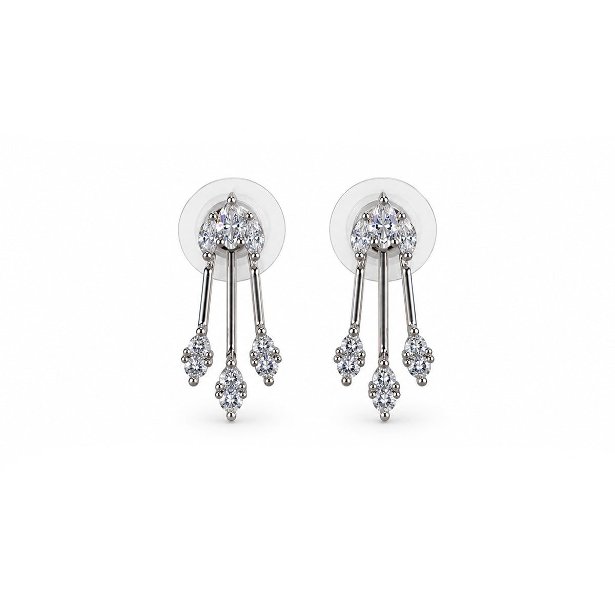 Silver-Tone Crystal Stud Earrings for Women
