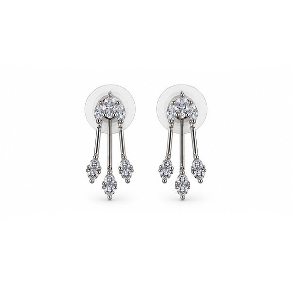 Silver-Tone Crystal Stud Earrings for Women