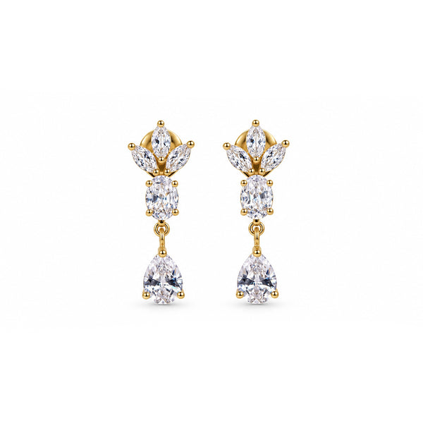 Gold Plated CZ Crystal Drop Earrings for Women