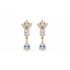 GOLD PLATED FLORAL CZ TEARDROP EARRINGS