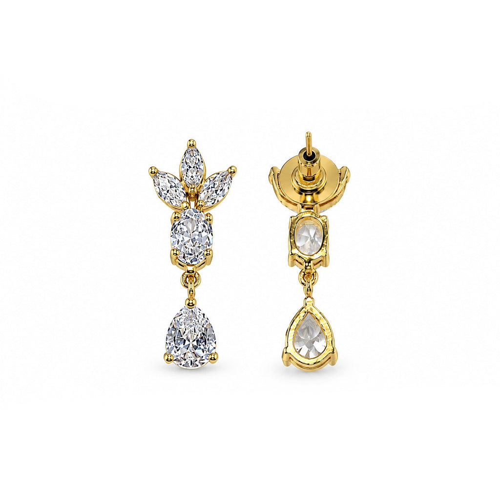 Gold Plated CZ Crystal Drop Earrings for Women