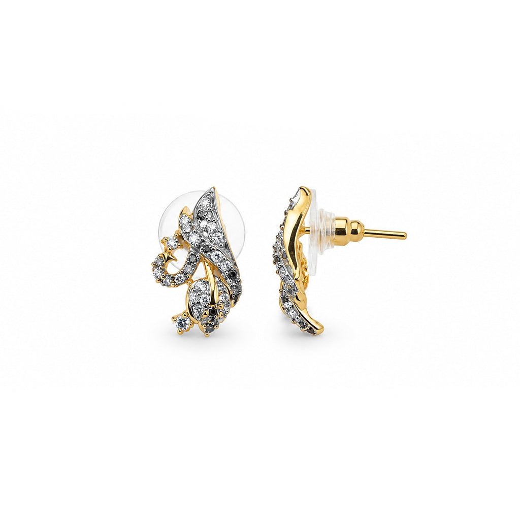 Gold Plated American Diamond Stud Earrings for Women