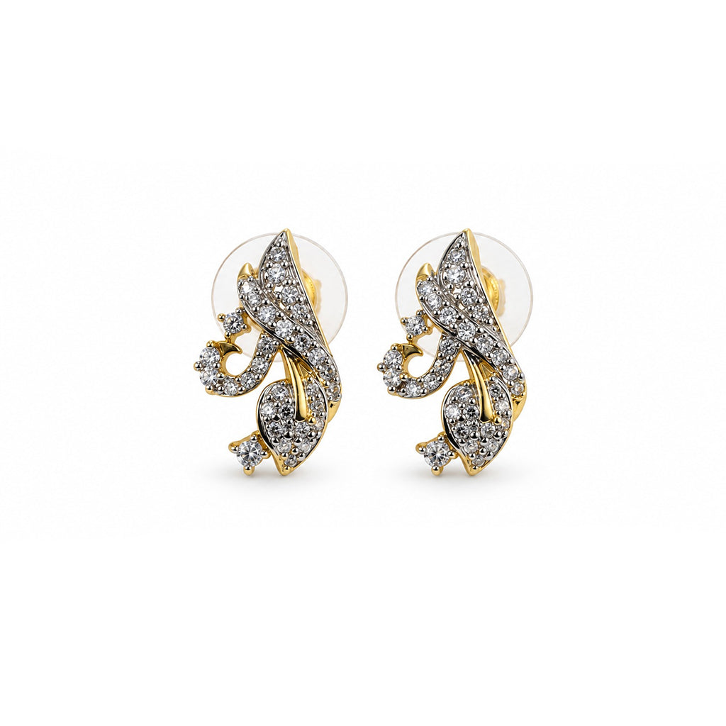 Gold Plated American Diamond Stud Earrings for Women